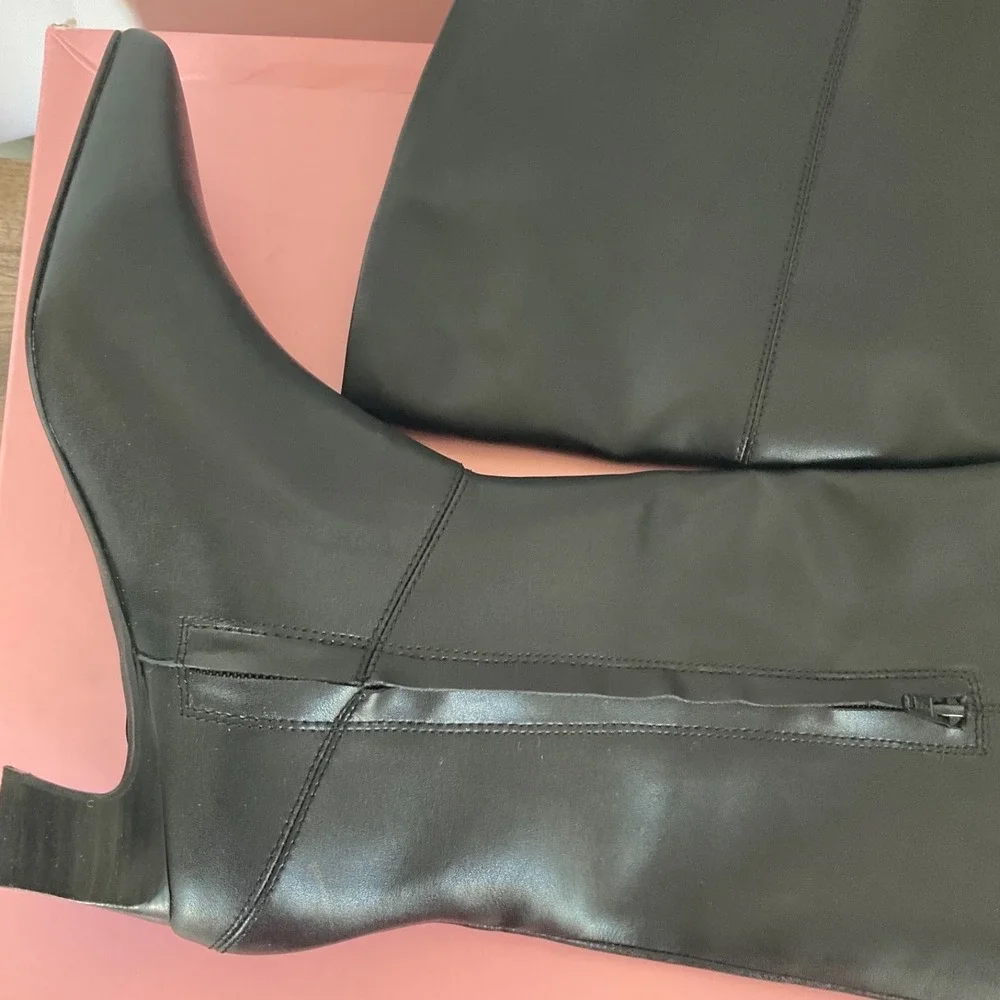 New Intentionally Blank x Anthropologie DELUCA 7 Black Soft‎ Leather Over Knee